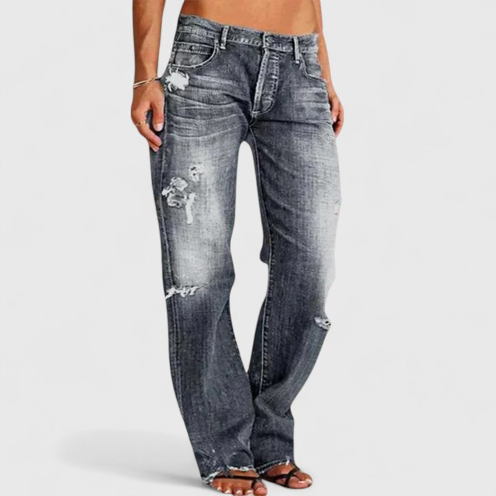 Cathy | Rilassato Low Rise Straight Leg Jeans