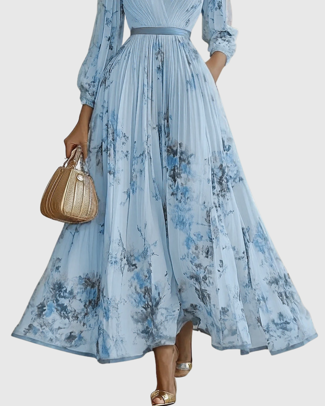 Rowena | Elegante Pleated Maxi Abito
