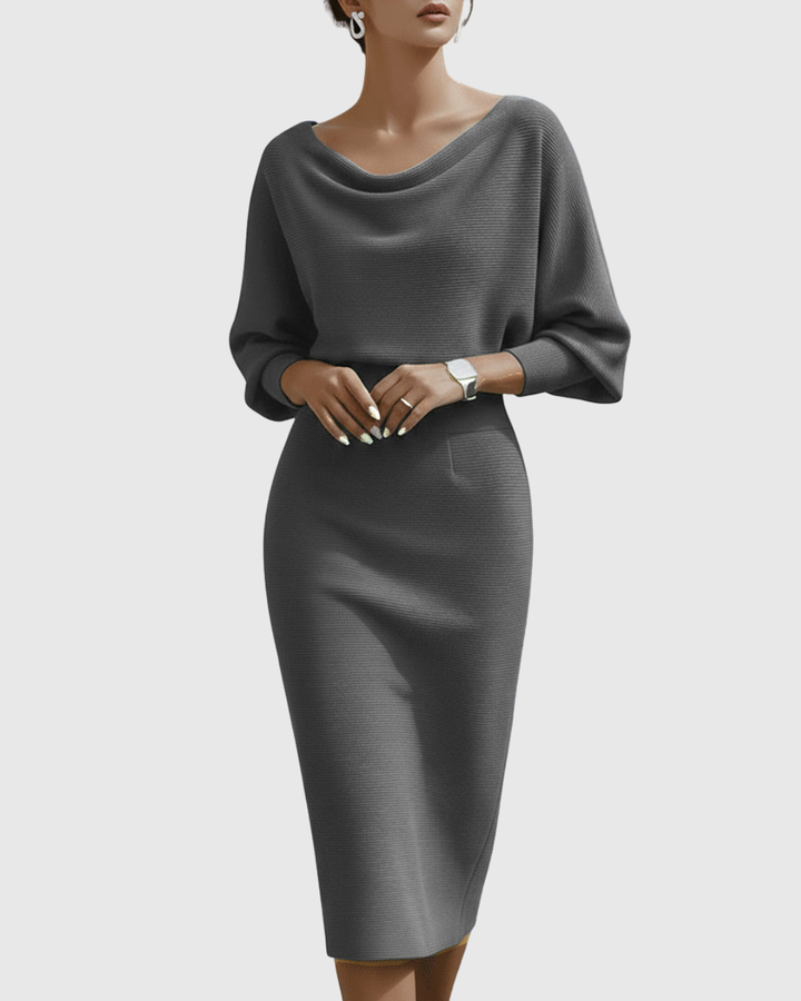 Esme | Bianco Draped Batwing Midi Abito