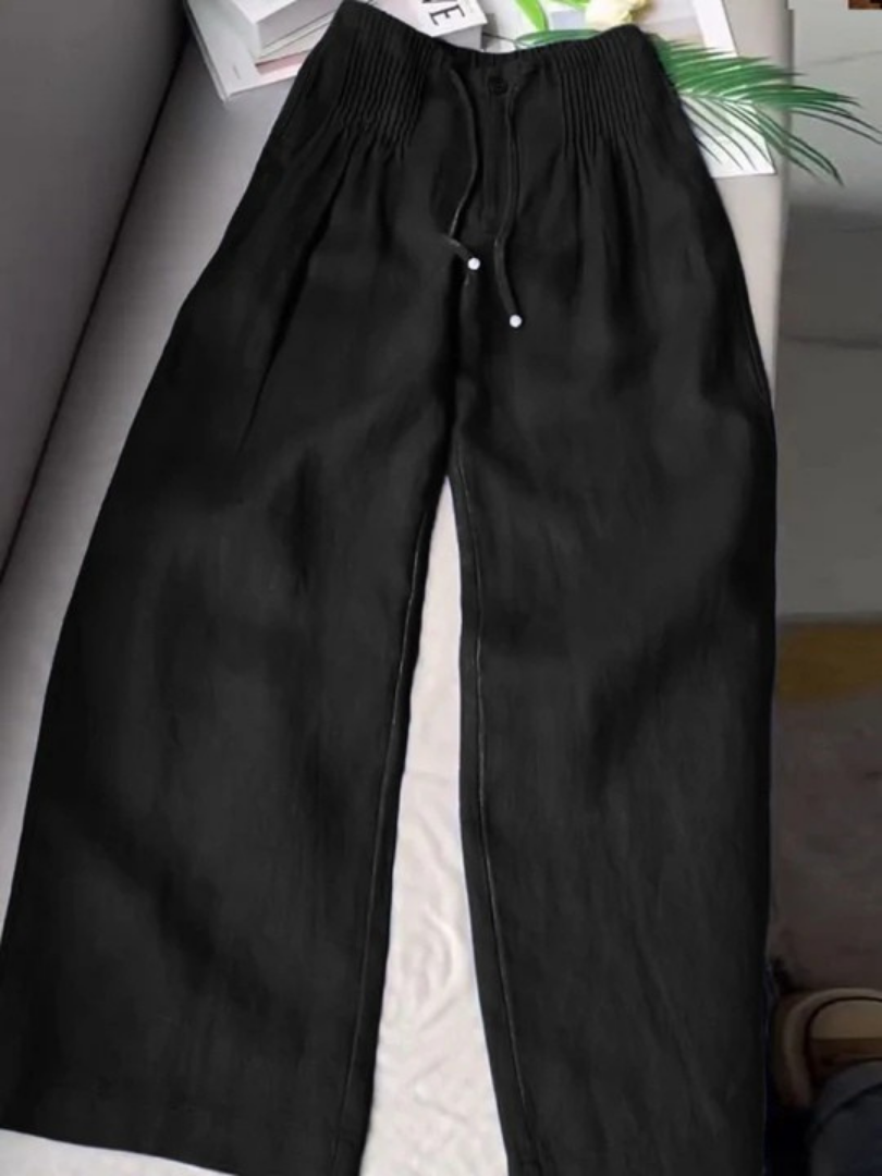 Zora | Flowing Gamba Larga Pantaloni with Shirred Waist