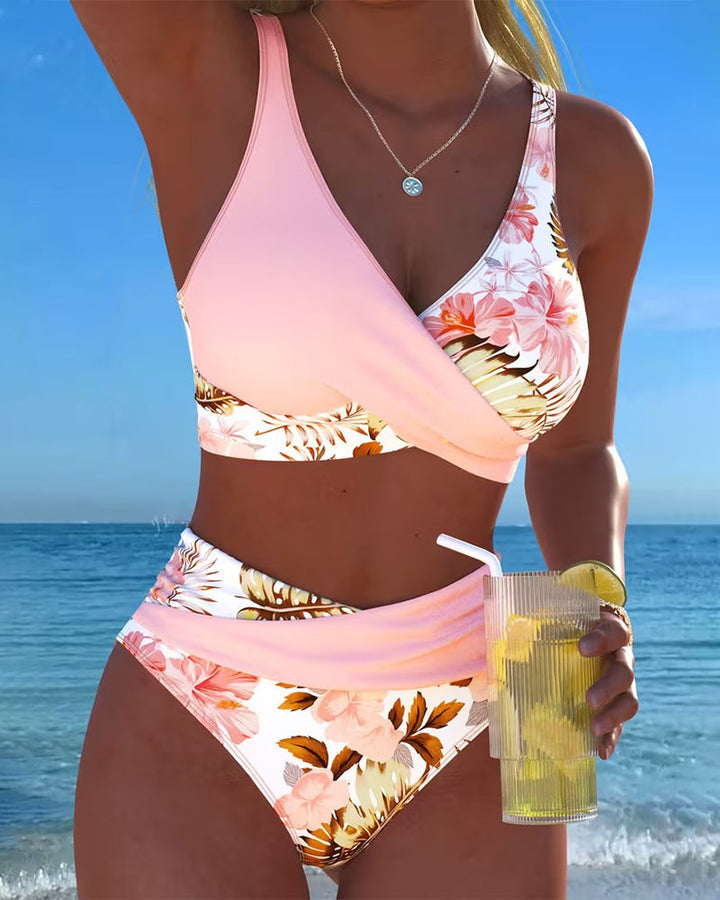 Elsa | Contrast Floreale Split Bikini