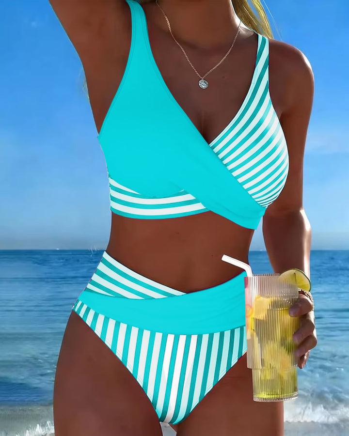 Xena | Crossed-Stripe Stampa Bikini