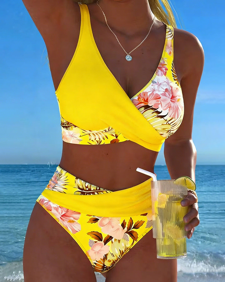 Elsa | Contrast Floreale Split Bikini
