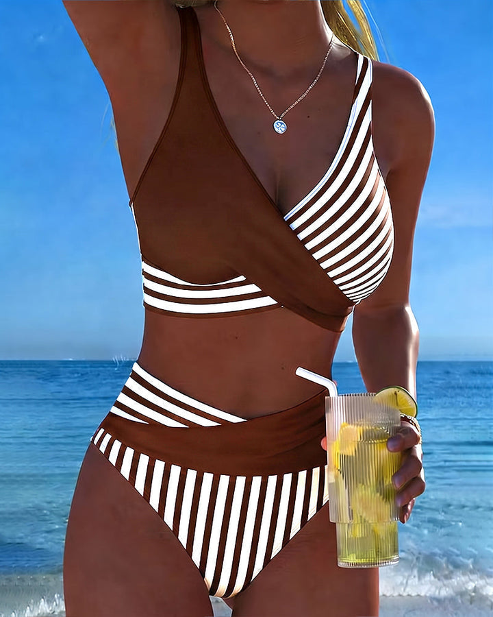 Xena | Crossed-Stripe Stampa Bikini