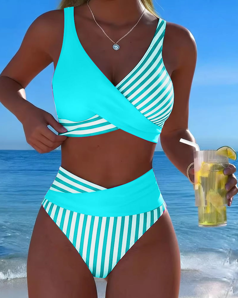 Xena | Crossed-Stripe Stampa Bikini