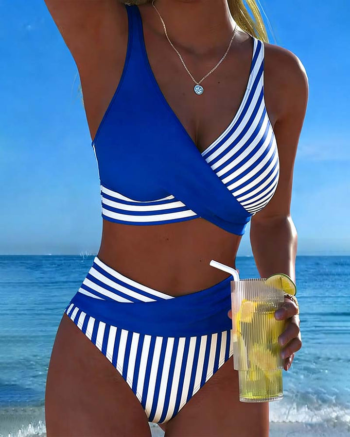 Xena | Crossed-Stripe Stampa Bikini