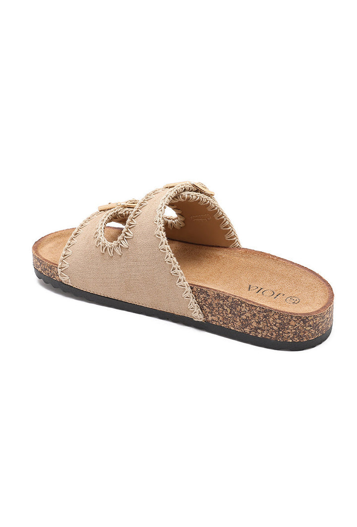Wilhelmina | Beige Wedge Sandalo
