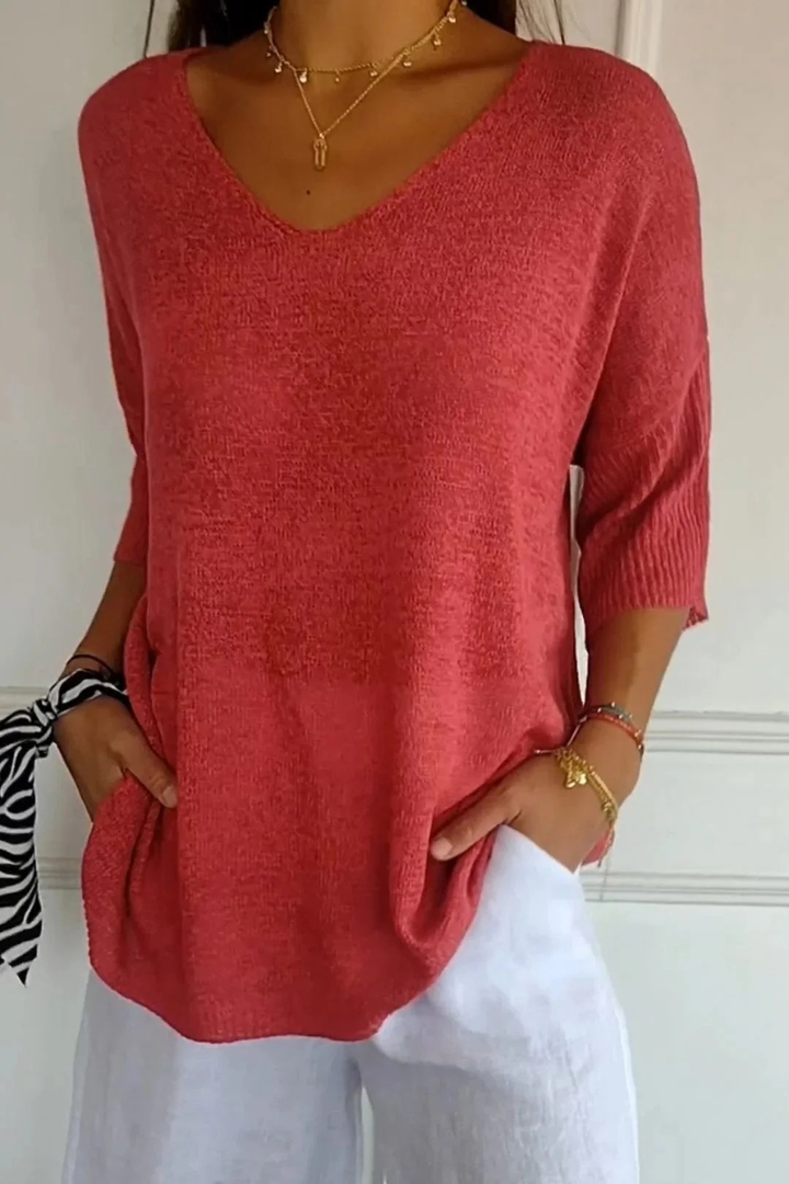 Allira | Morbido Scollo a V Maglia Top