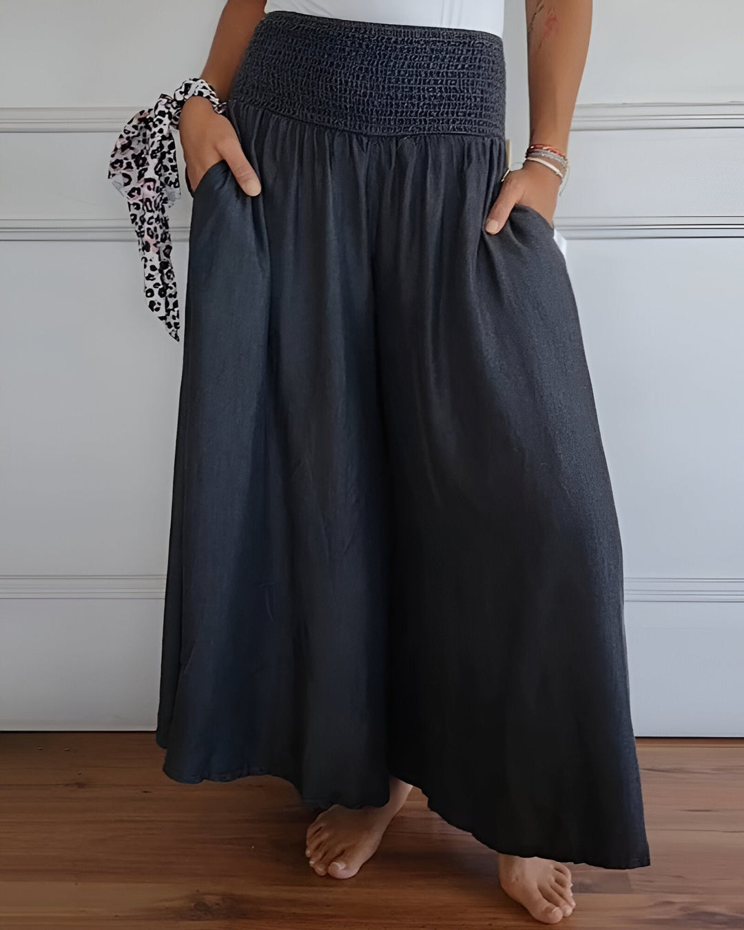 Trudy | Comfort Gamba Larga Pantaloni with Elastic Waist