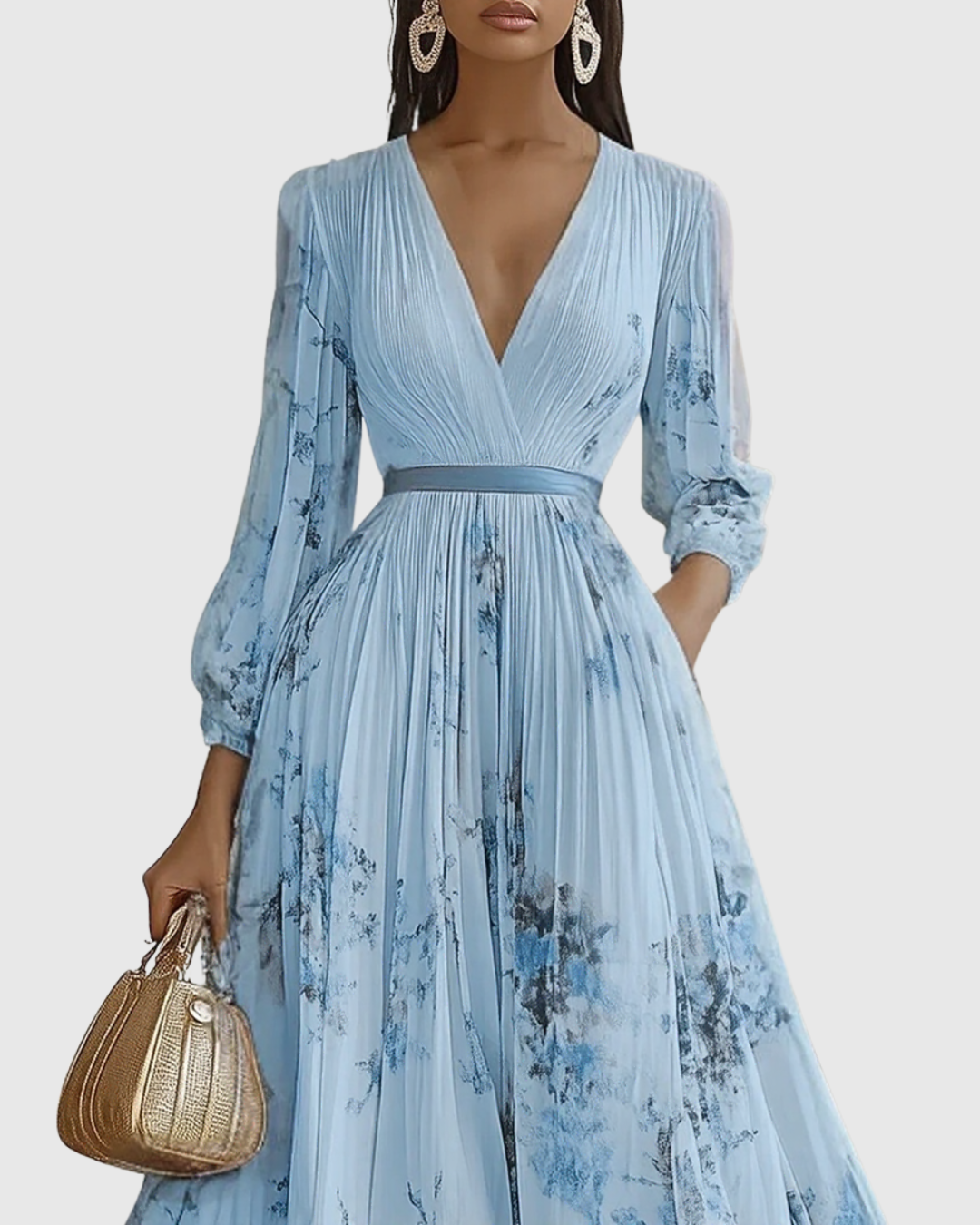 Rowena | Elegante Pleated Maxi Abito