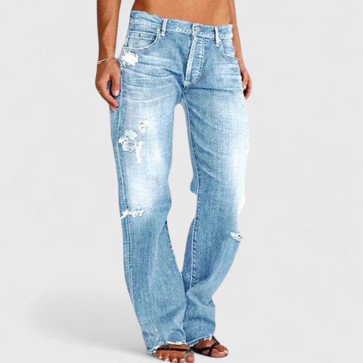 Cathy | Rilassato Low Rise Straight Leg Jeans