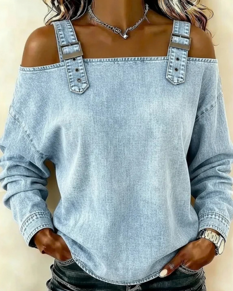 Ginger | Spalle Scoperte Denim Strap Top