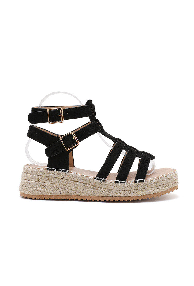 Aveline | Nero Wedge Sandalo