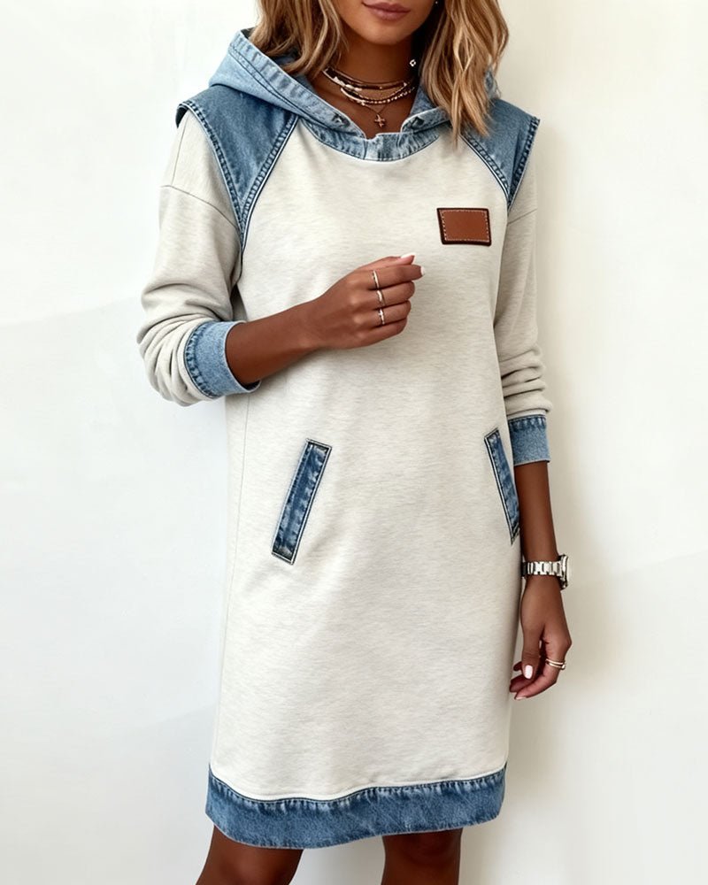 Giada | Hooded Abito with Denim Details