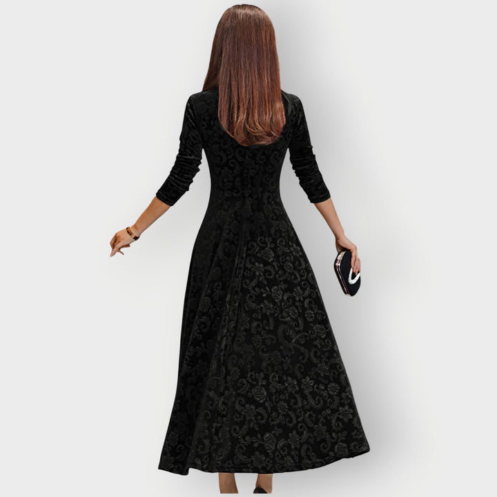 Olevia | Abito Midi in Velluto Jacquard Vintage