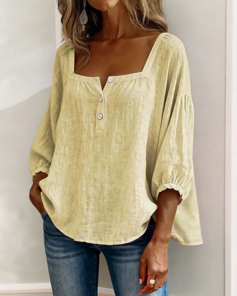 Diane | Camicia Scollo Quadrato con Maniche a Lanterna