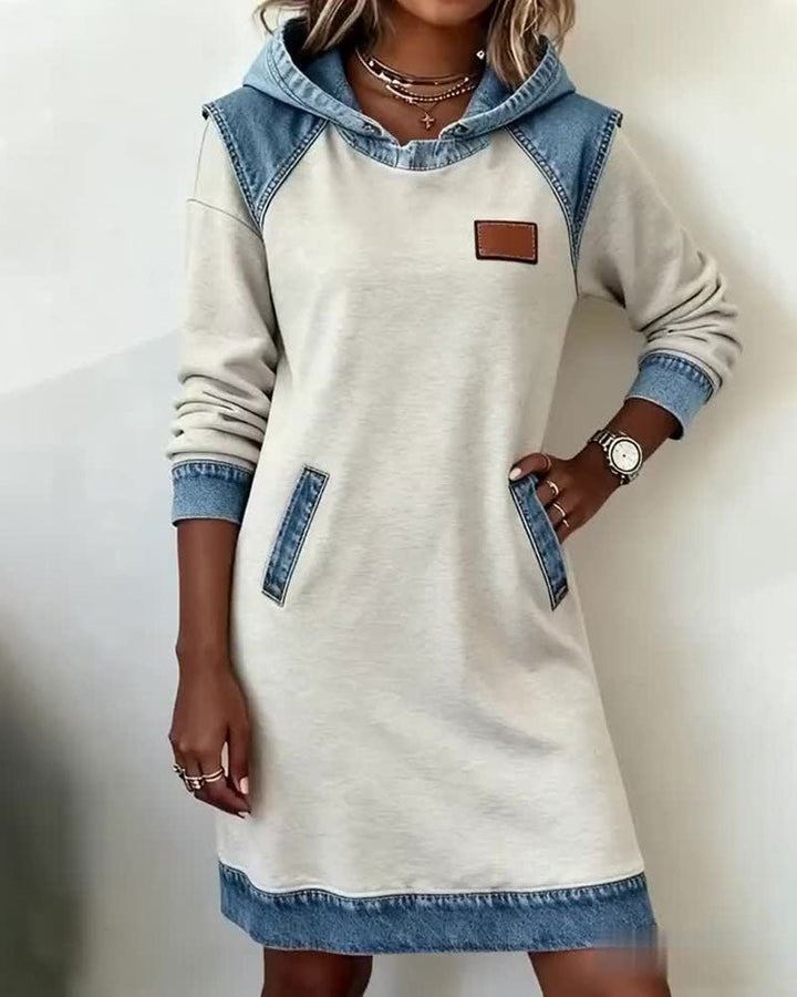 Giada | Hooded Abito with Denim Details