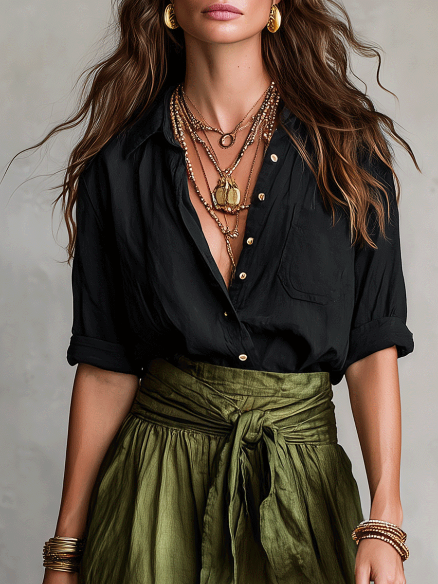 Holly | Raso Midi Gonna & Camicetta Completo