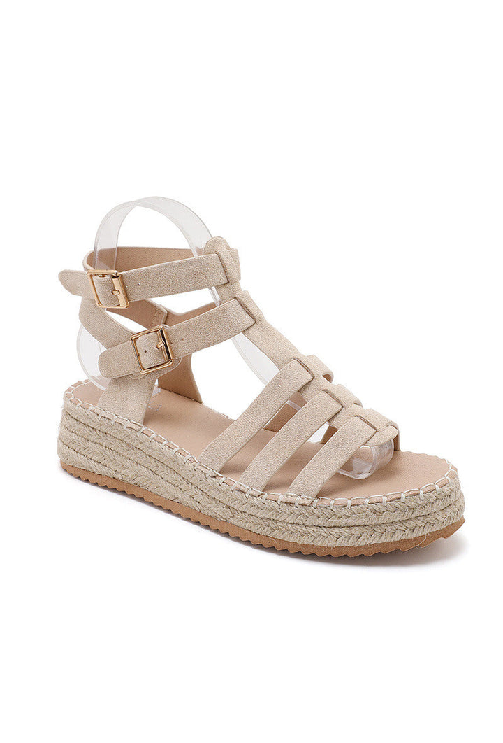 Brielle | Beige Wedge Sandalo