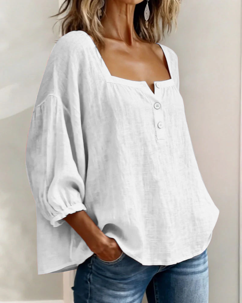 Diane | Camicia Scollo Quadrato con Maniche a Lanterna