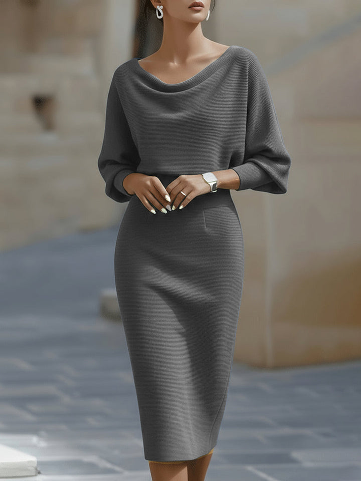 Olivia | Bianco Draped Batwing Midi Abito