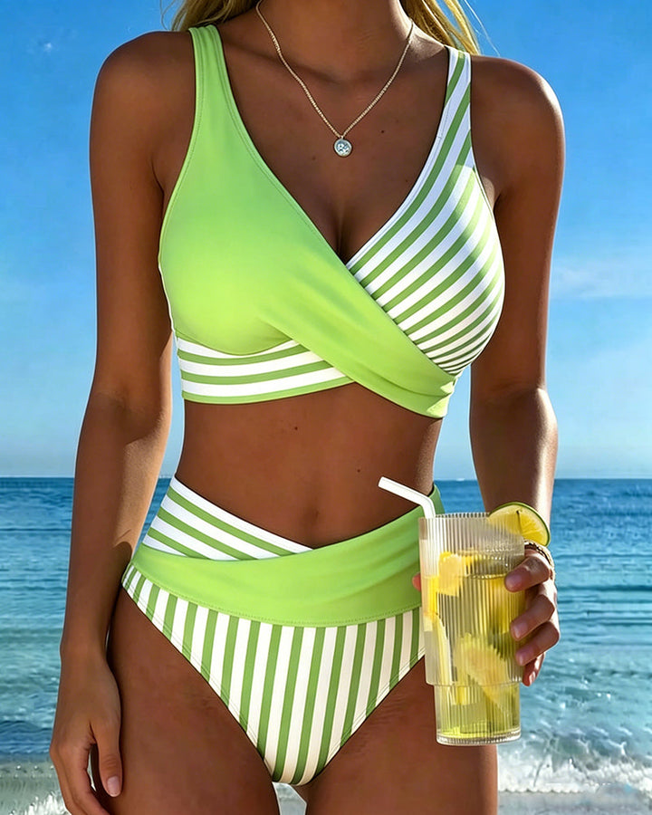 Xena | Crossed-Stripe Stampa Bikini