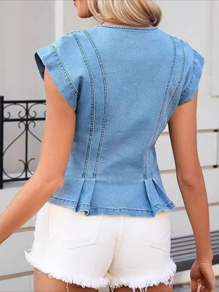 Viera | Top in Denim Scollo a V