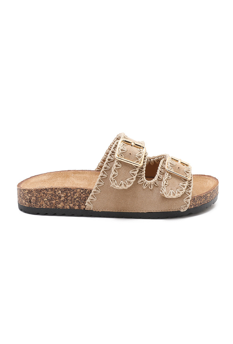 Wilhelmina | Beige Wedge Sandalo