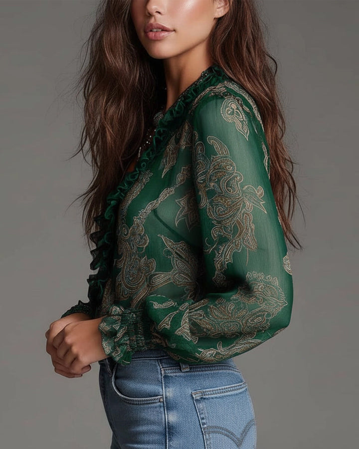 Demi | Zip Ruffled Retro Camicetta