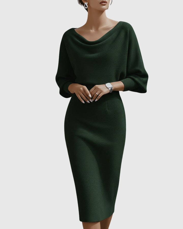 Esme | Bianco Draped Batwing Midi Abito