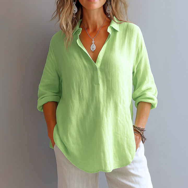 Nyla | Blush Rilassato Lino Camicia