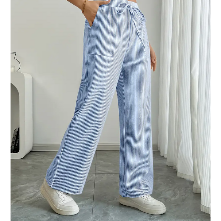 Sylvia | a Righe Gamba Larga Pantaloni with Pockets