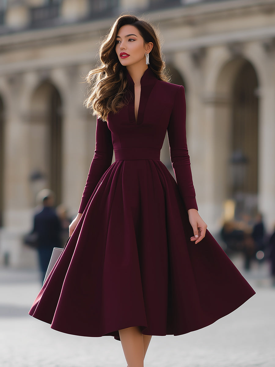 Jennifer | Scollo a V Midi Abito