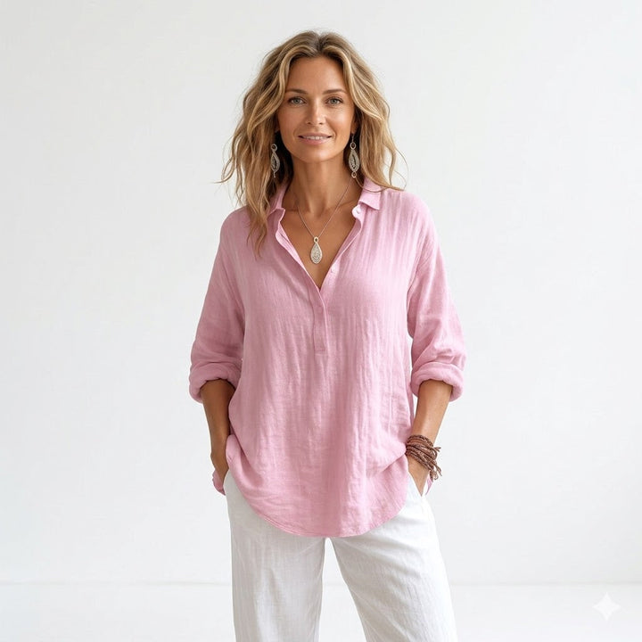 Nyla | Blush Rilassato Lino Camicia