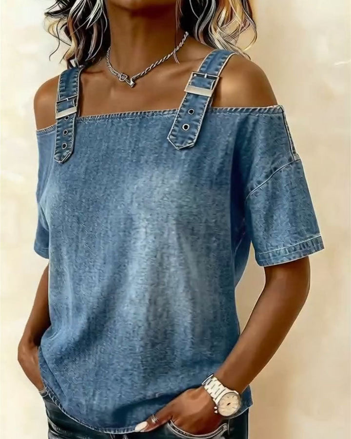 Patricia | Camicia in Denim a Spalle Scoperte