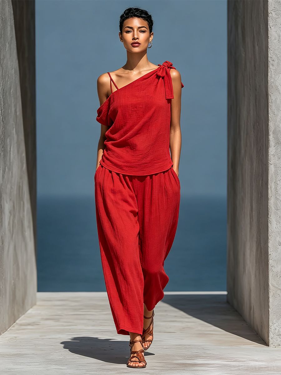 Iris | Completo in Lino Rosso
