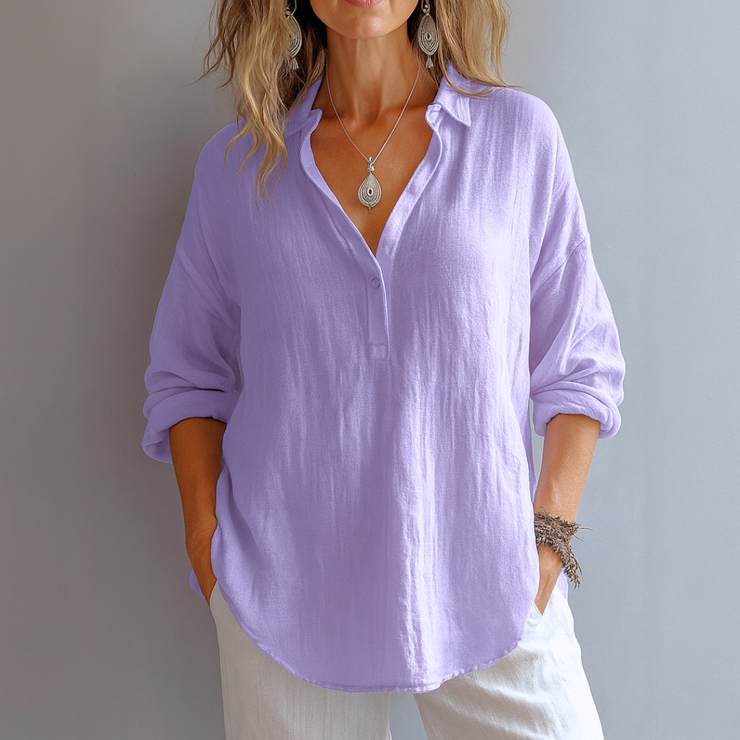 Nyla | Blush Rilassato Lino Camicia