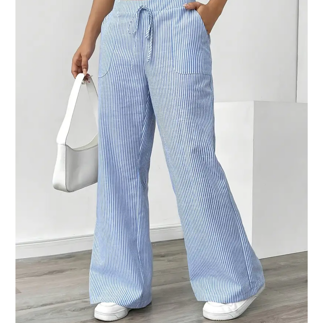 Sylvia | a Righe Gamba Larga Pantaloni with Pockets