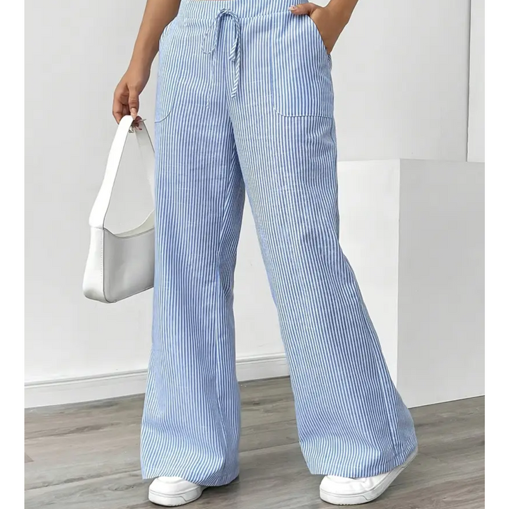Sylvia | a Righe Gamba Larga Pantaloni with Pockets