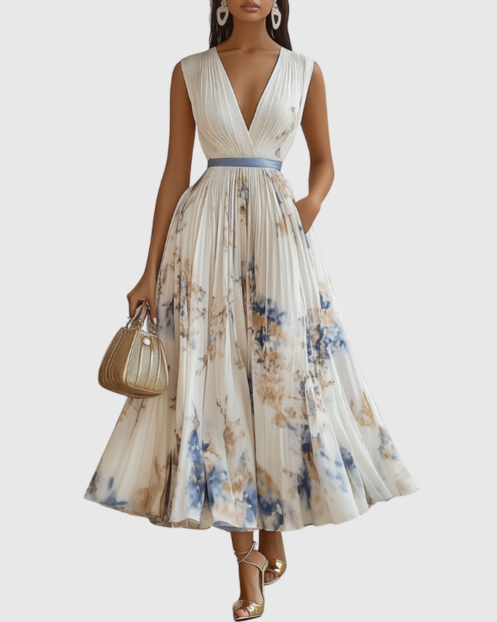 Rowena | Elegante Pleated Maxi Abito