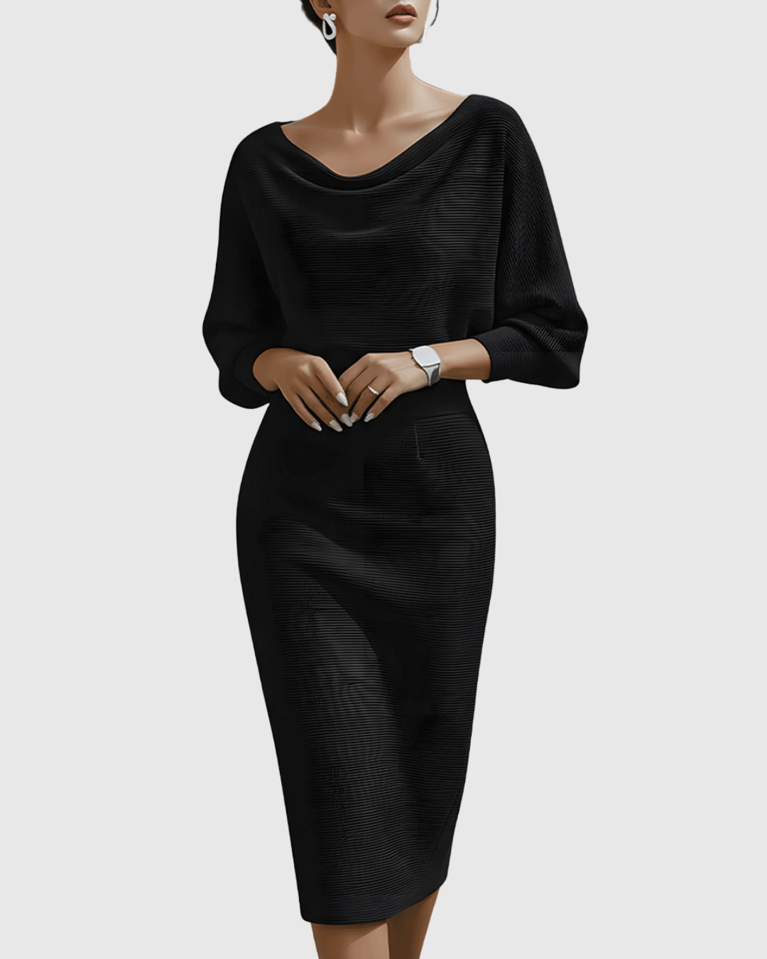 Esme | Bianco Draped Batwing Midi Abito