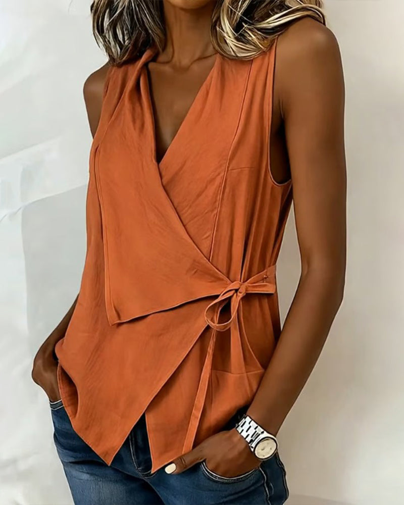 Brenda | Top a Bretelle Larghe Incrociate con Fiocco