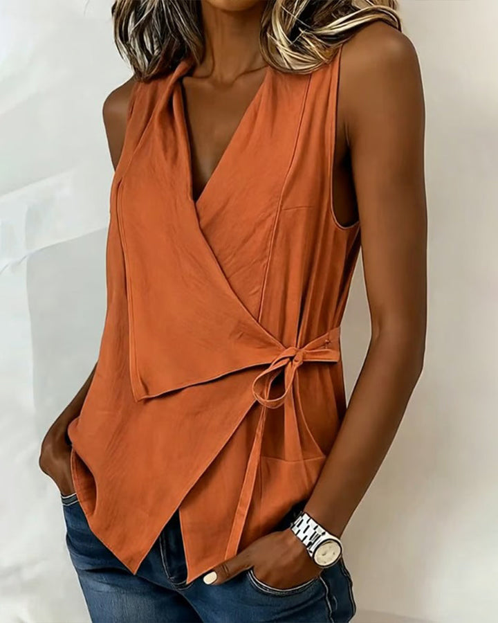 Brenda | Top a Bretelle Larghe Incrociate con Fiocco