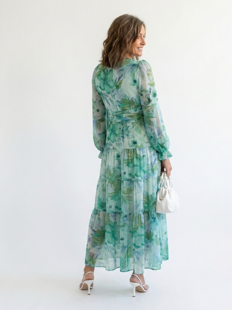 Althea | Manica Lunga Floreale Maxi Abito