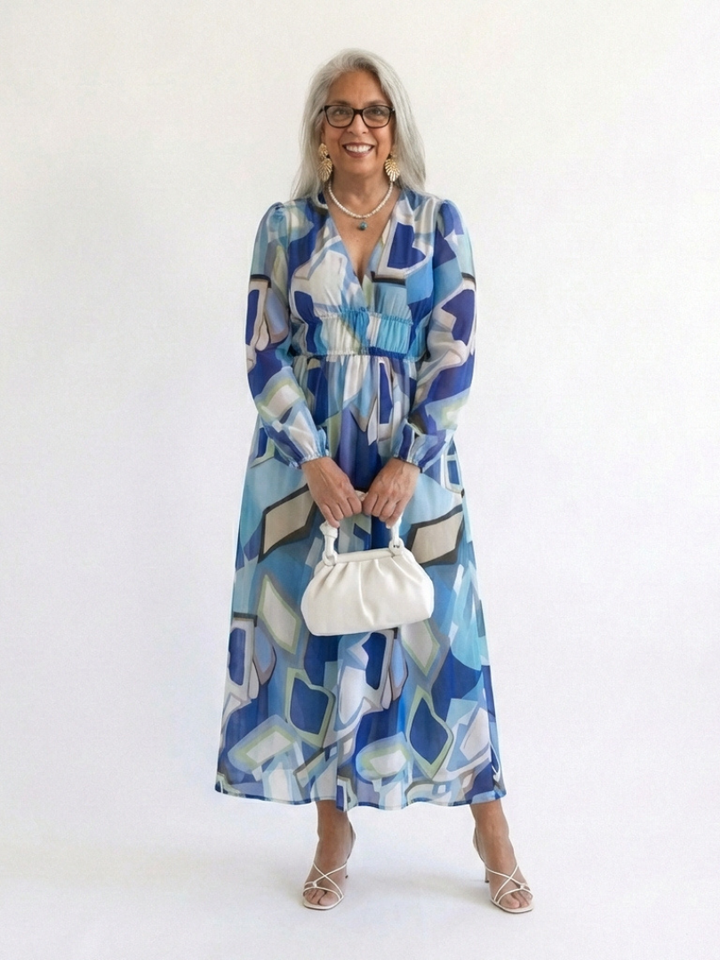 Althea | Manica Lunga Floreale Maxi Abito
