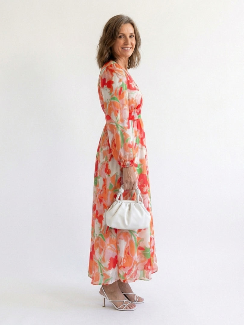 Althea | Manica Lunga Floreale Maxi Abito
