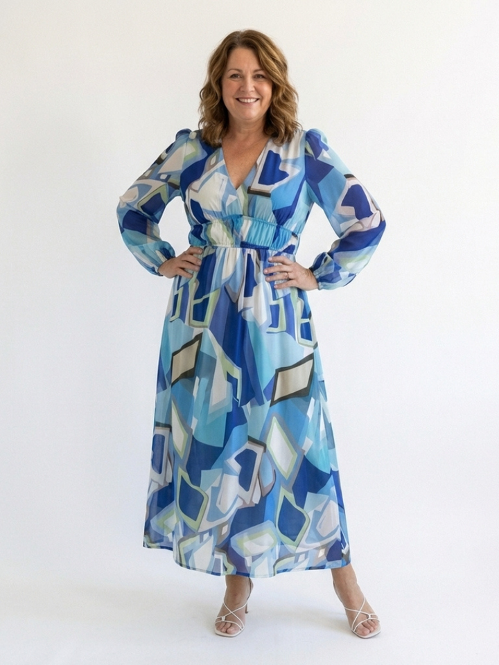 Althea | Manica Lunga Floreale Maxi Abito