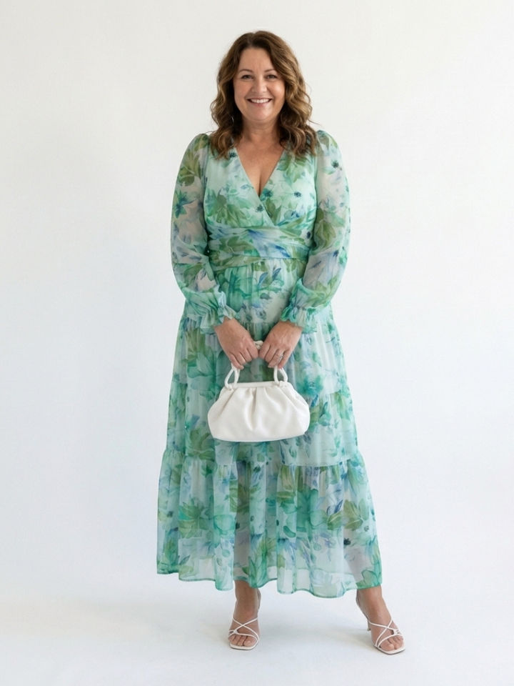 Althea | Manica Lunga Floreale Maxi Abito