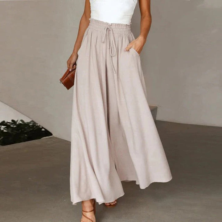 Mairi | Flowing Shirred Waist Palazzo Pantaloni