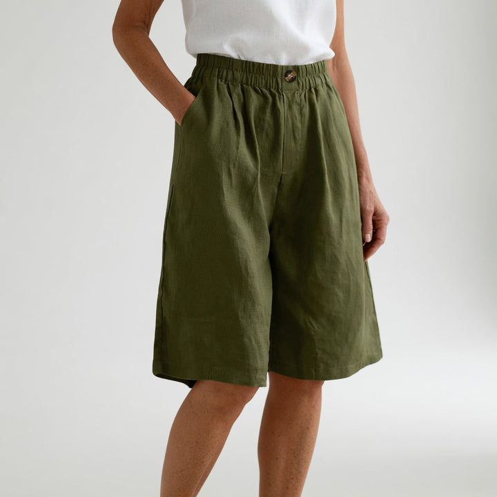 Amberley | Breezy Gamba Larga Lino Shorts with Elastic Waist